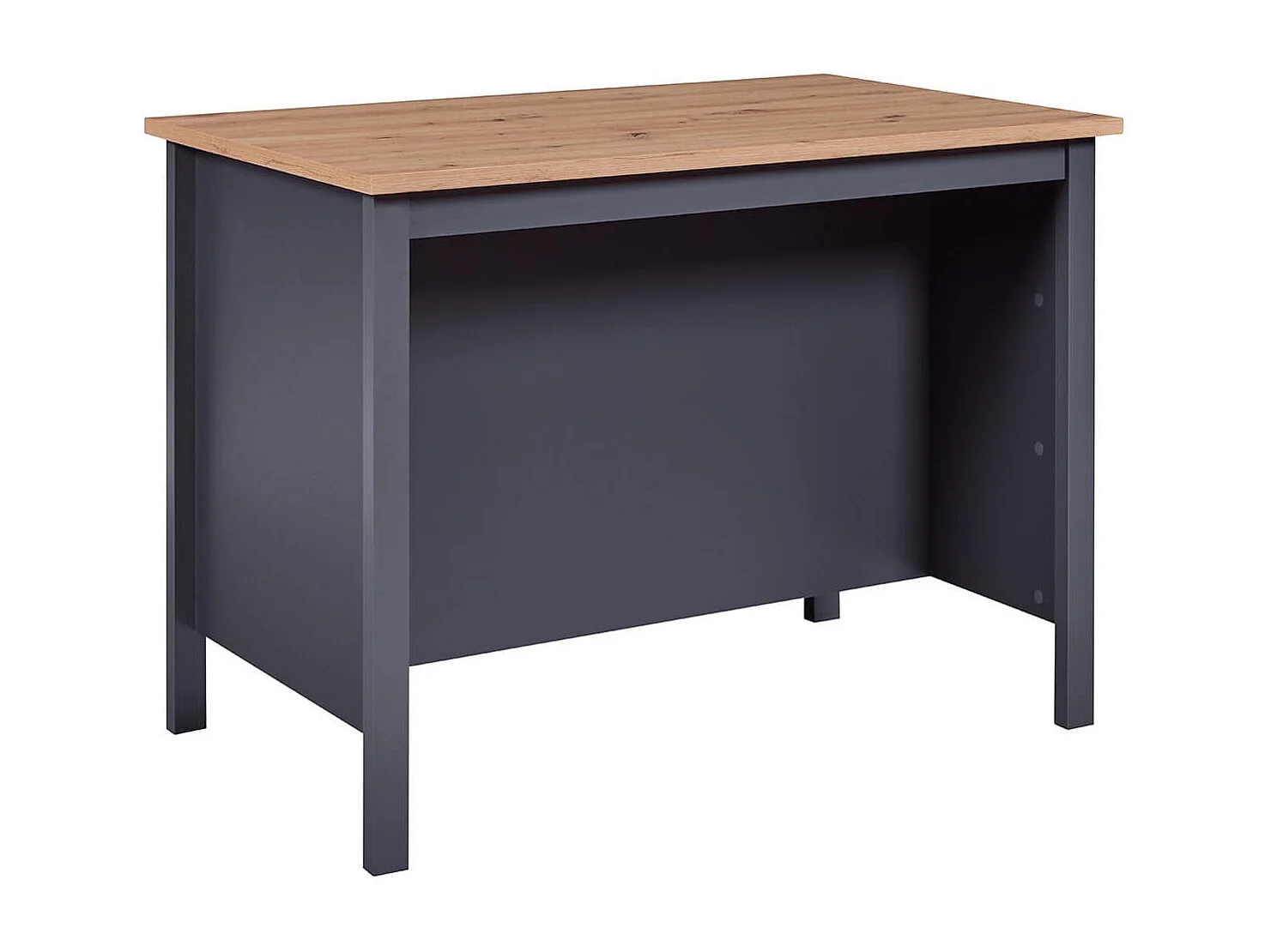 KENNY - Ilot de Cuisine Anthracite et Plateau Effet Bois