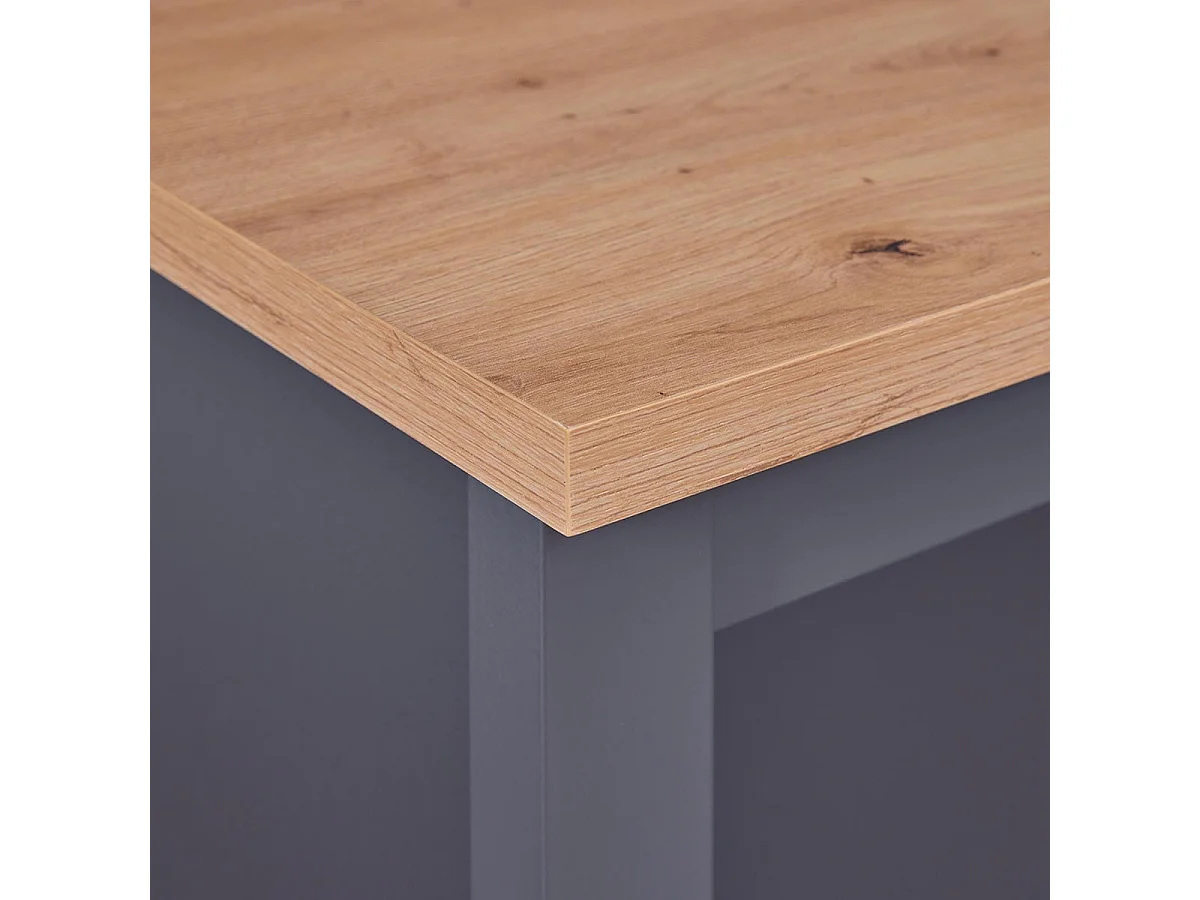 KENNY - Ilot de Cuisine Anthracite et Plateau Effet Bois