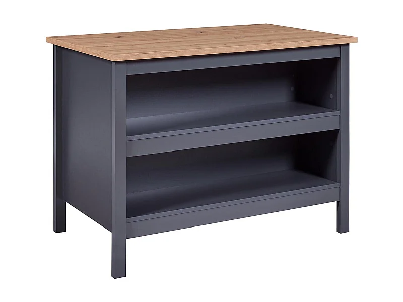 KENNY - Ilot de Cuisine Anthracite et Plateau Effet Bois