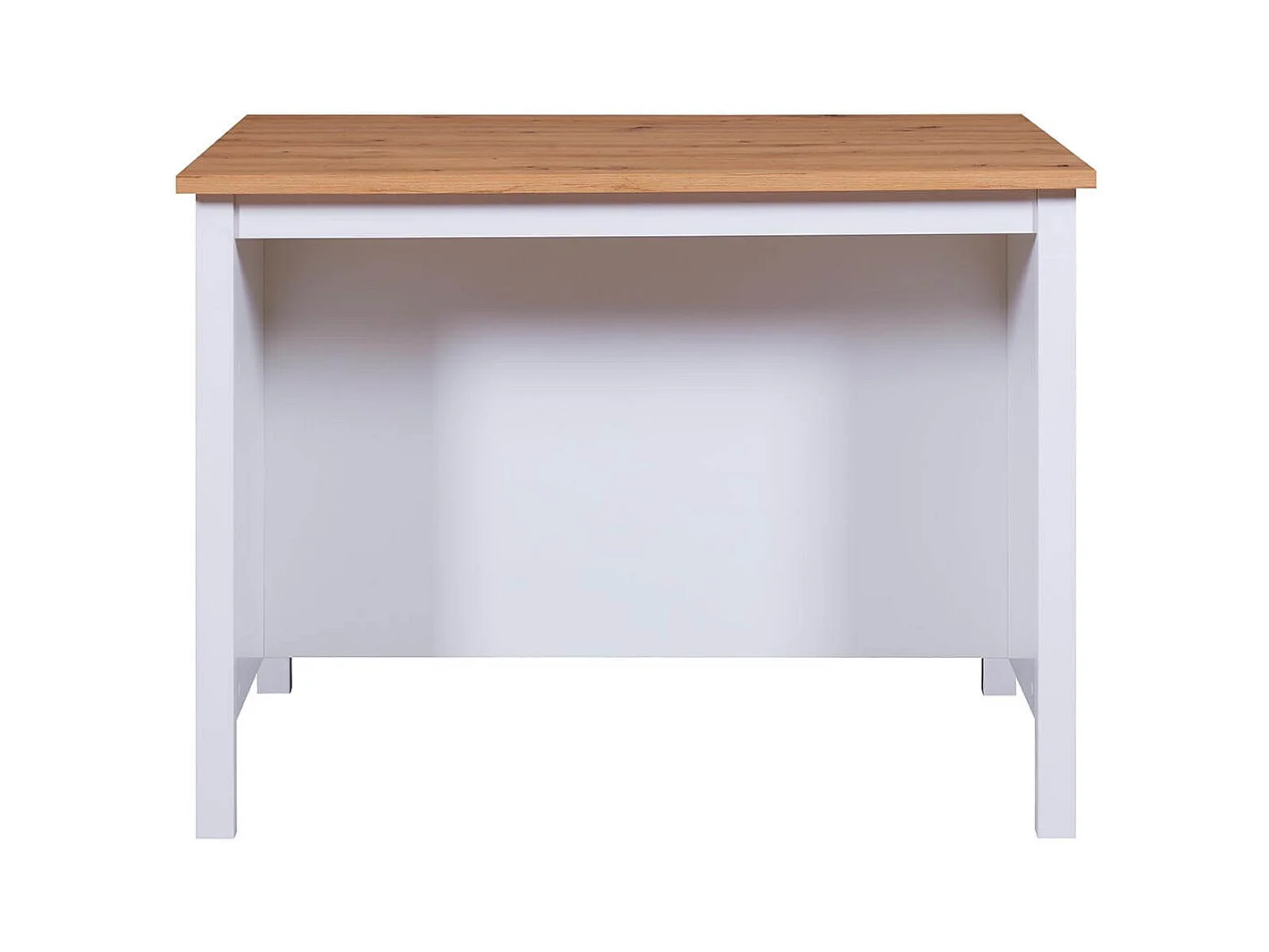 KENNY - Ilot de Cuisine Blanc et Plateau Effet Bois