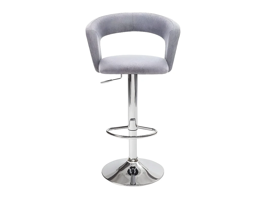 Lot 2 tabourets de bar siège tissu rembourré dossier accoudoir pivotant hauteur réglable AYO (gris)