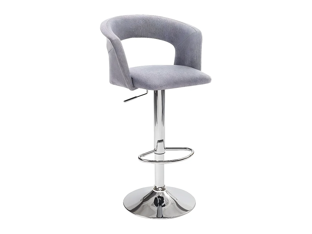 Lot 2 tabourets de bar siège tissu rembourré dossier accoudoir pivotant hauteur réglable AYO (gris)