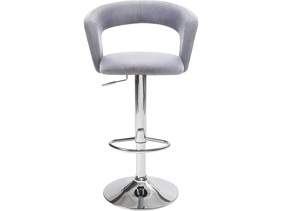 Lot 2 tabourets de bar siège tissu rembourré dossier accoudoir pivotant hauteur réglable AYO (gris)