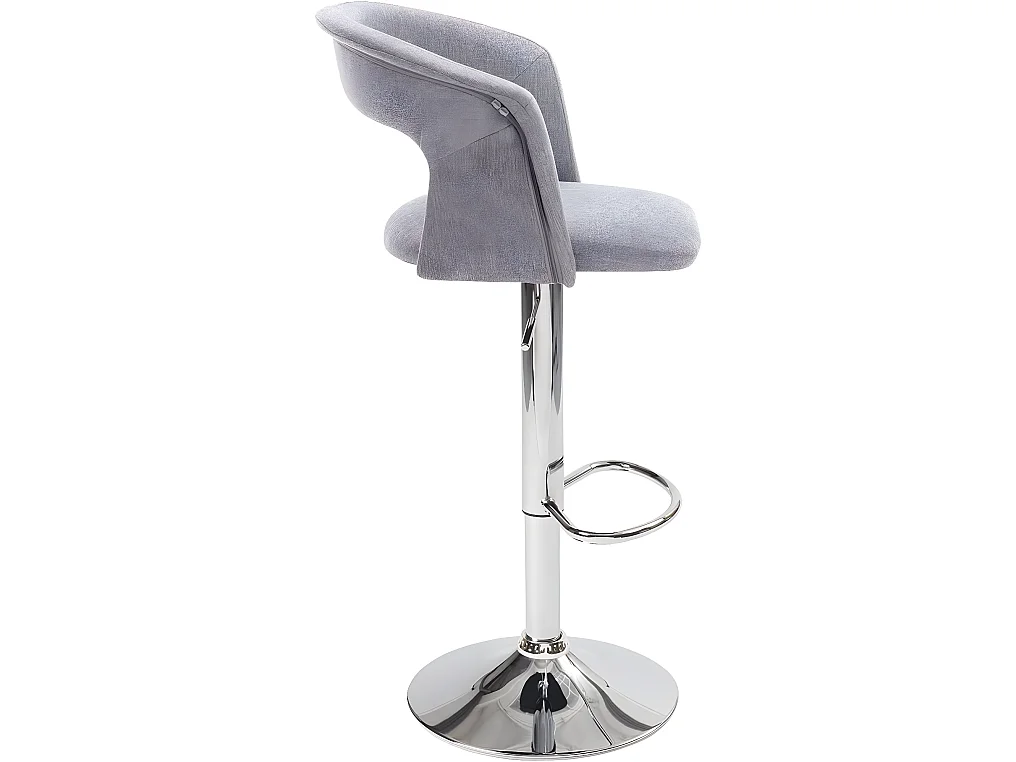 Lot 2 tabourets de bar siège tissu rembourré dossier accoudoir pivotant hauteur réglable AYO (gris)