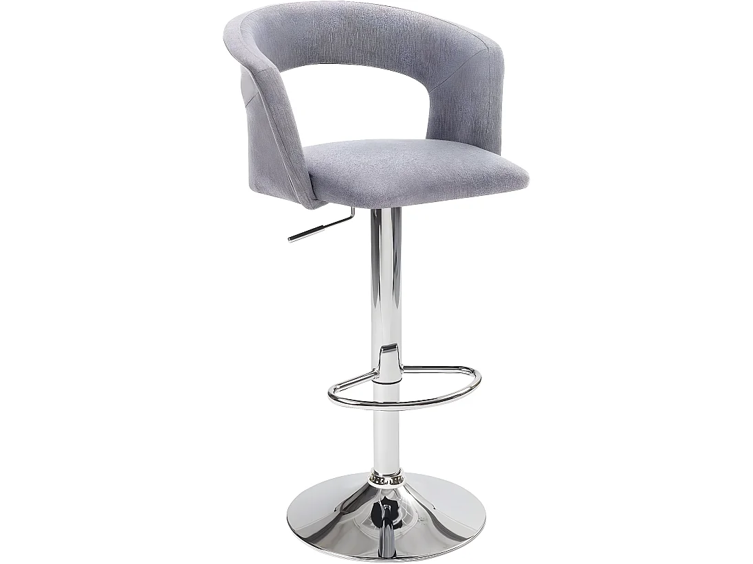 Lot 2 tabourets de bar siège tissu rembourré dossier accoudoir pivotant hauteur réglable AYO (gris)