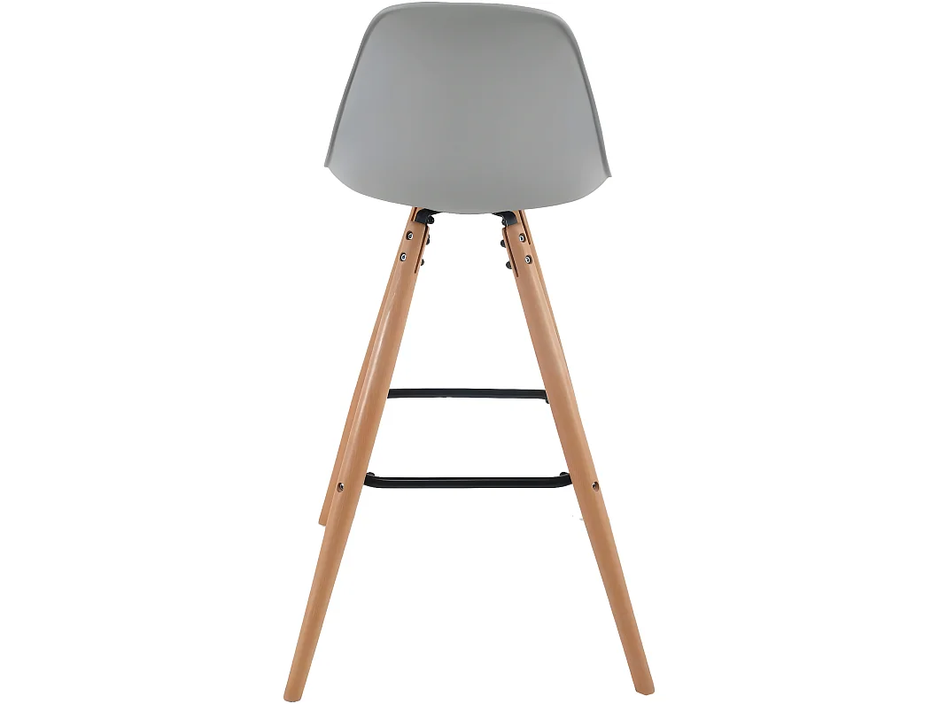 Lot 2 tabourets de bar scandinaves 71cm dossier coussin simili cuir pieds bois SHUG (gris)