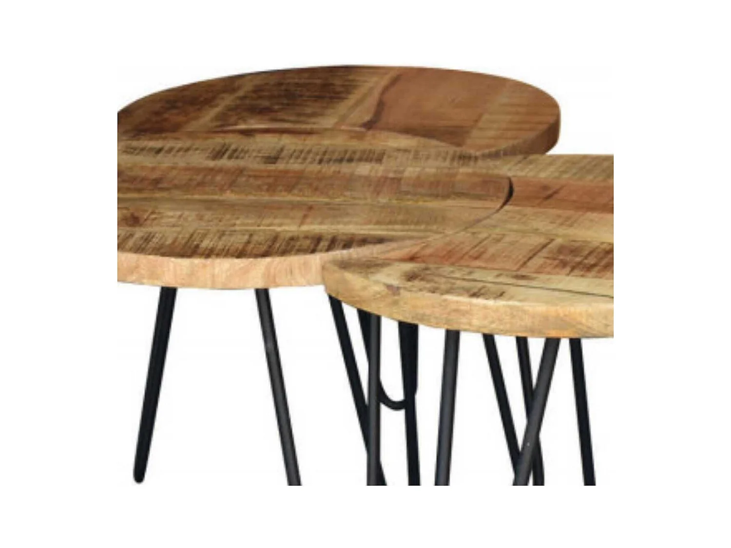 POZZ - Lot de 4 Tables d'Appoint Modulables en Manguier