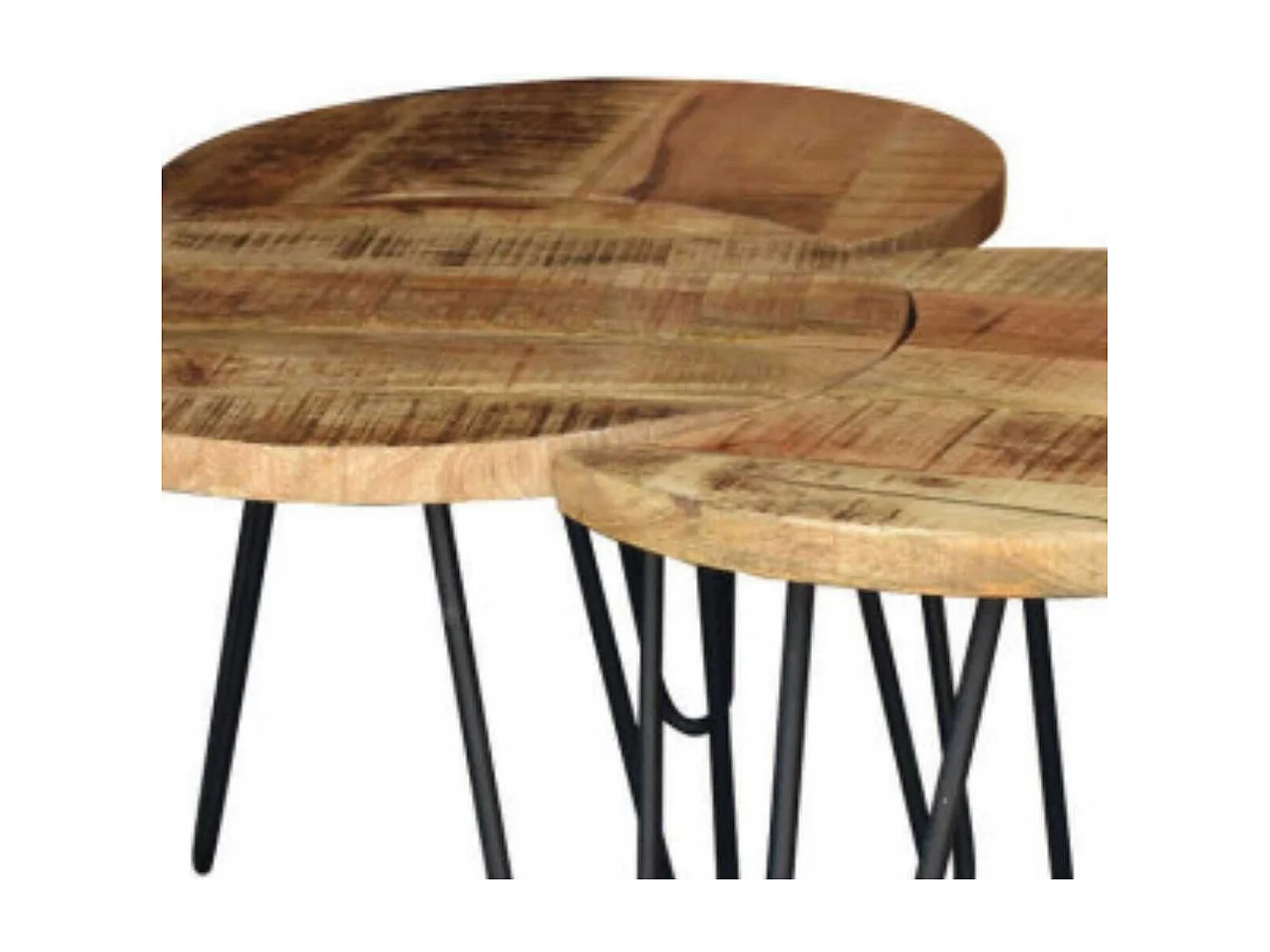 POZZ - Lot de 4 Tables d'Appoint Modulables en Manguier