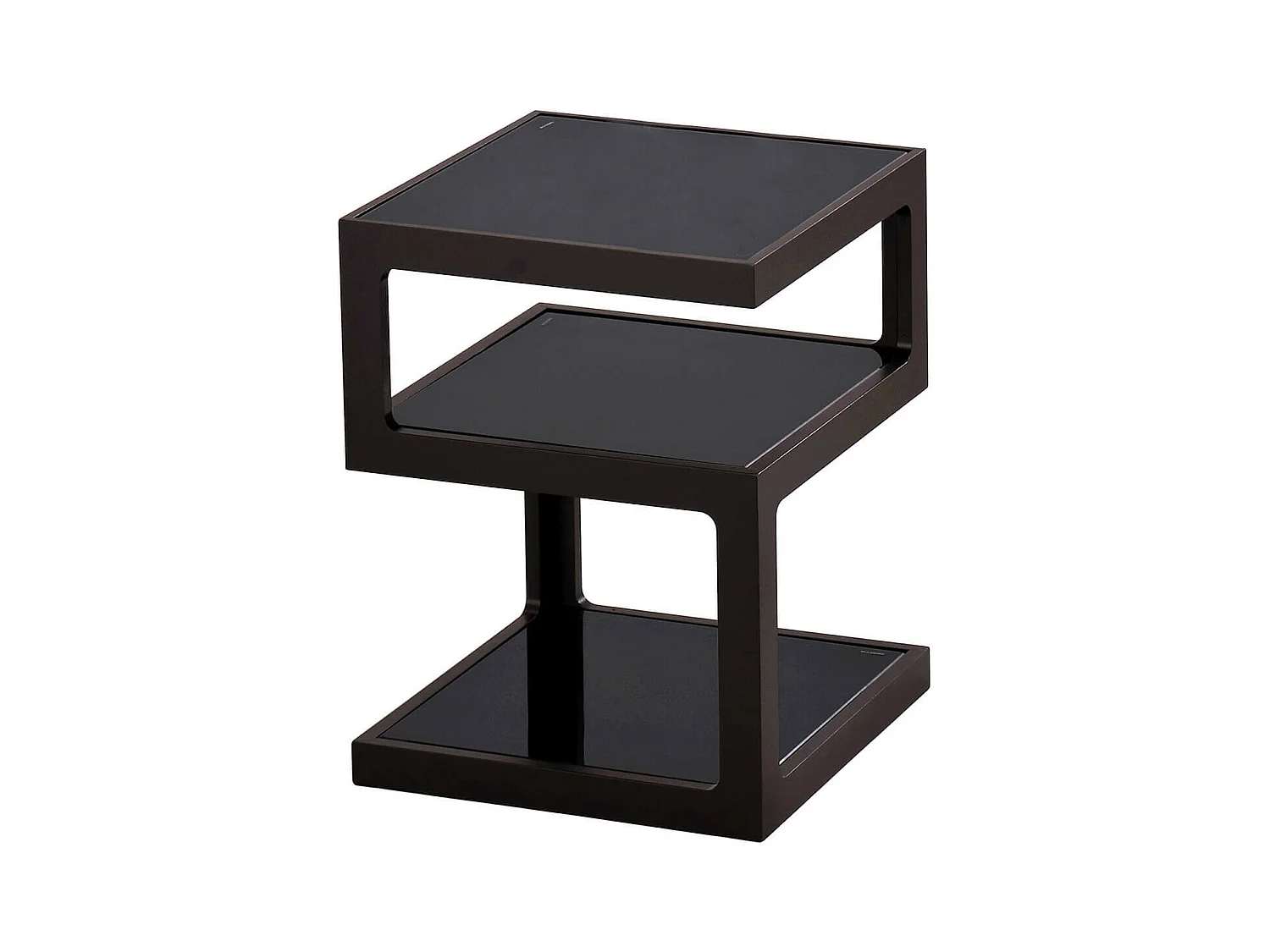 CUBIKA - Chevet Noir 3 Niveaux Plateaux en Verre