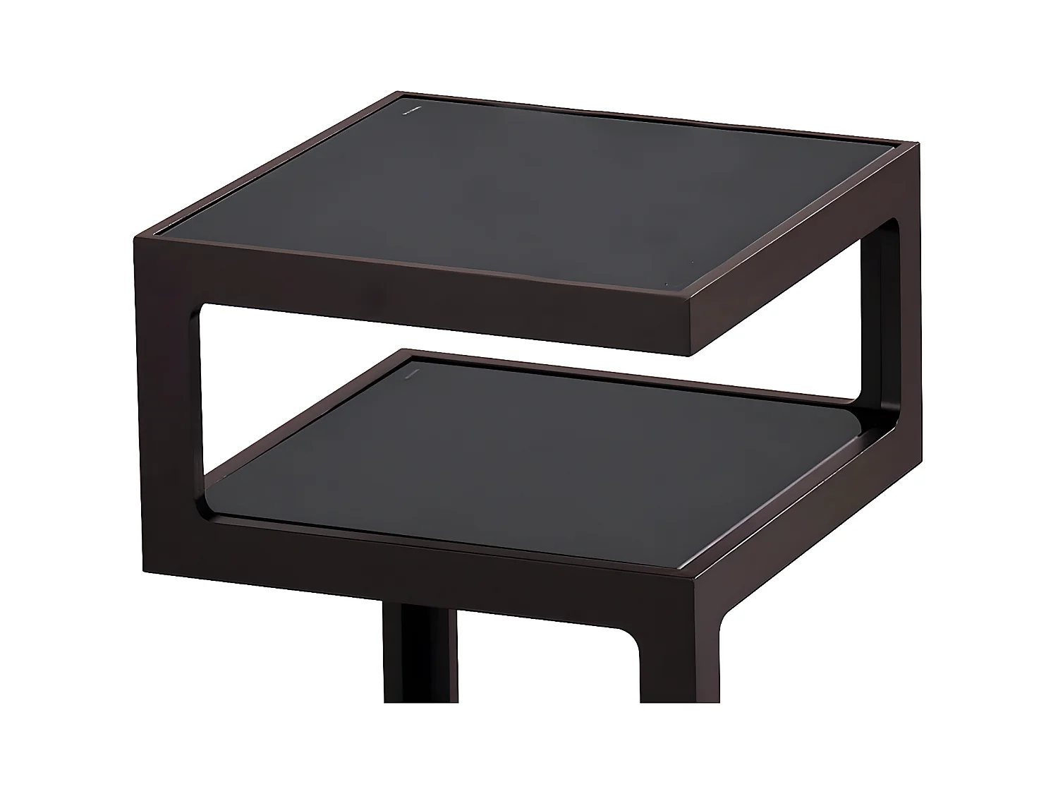 CUBIKA - Chevet Noir 3 Niveaux Plateaux en Verre