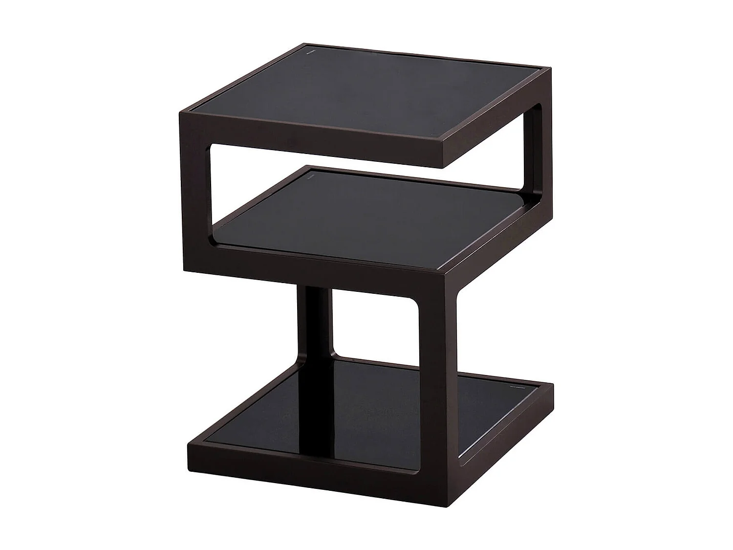 CUBIKA - Chevet Noir 3 Niveaux Plateaux en Verre