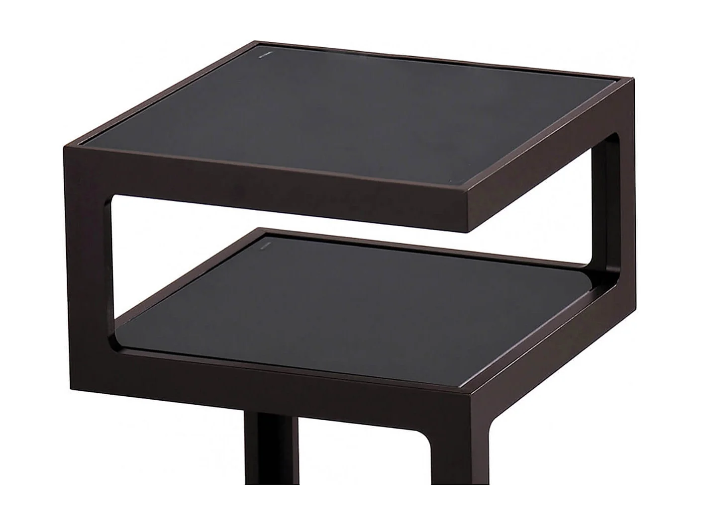 CUBIKA - Chevet Noir 3 Niveaux Plateaux en Verre