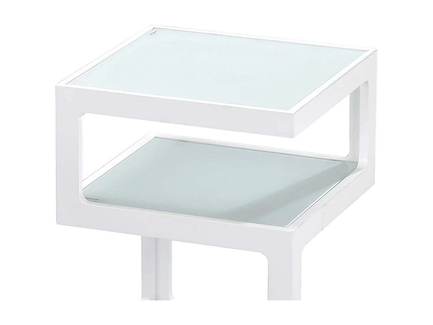 CUBIKA - Chevet Blanc 3 Niveaux Plateaux en Verre