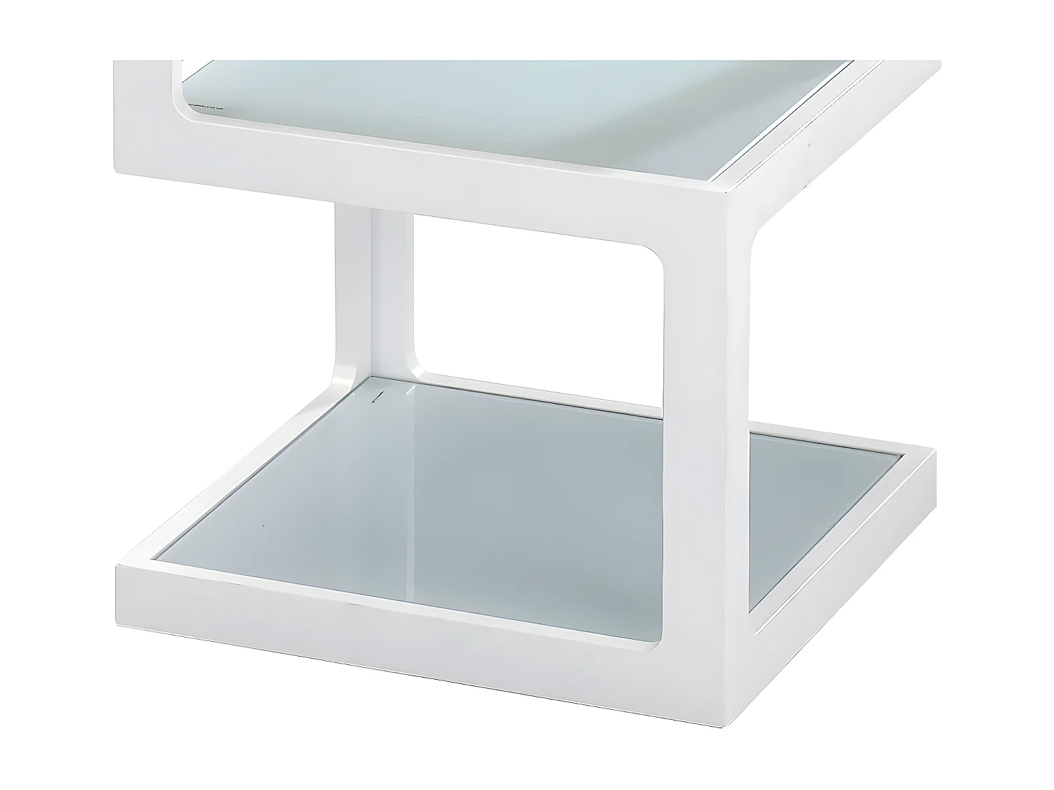 CUBIKA - Chevet Blanc 3 Niveaux Plateaux en Verre