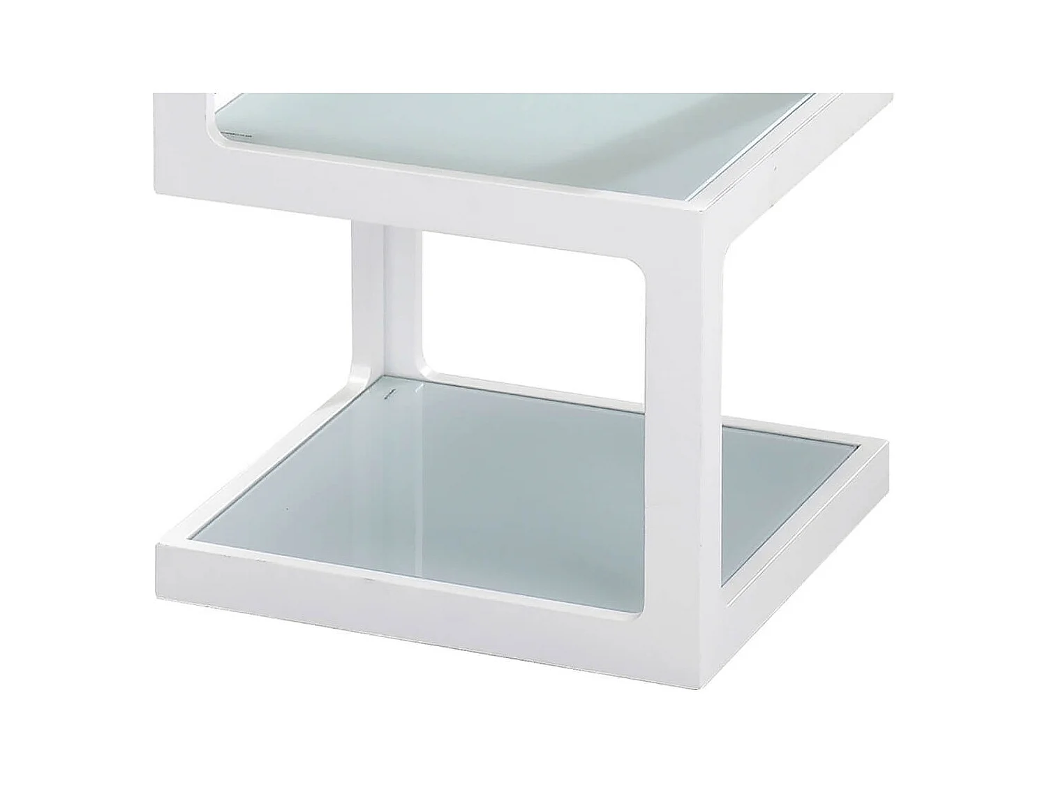 CUBIKA - Chevet Blanc 3 Niveaux Plateaux en Verre