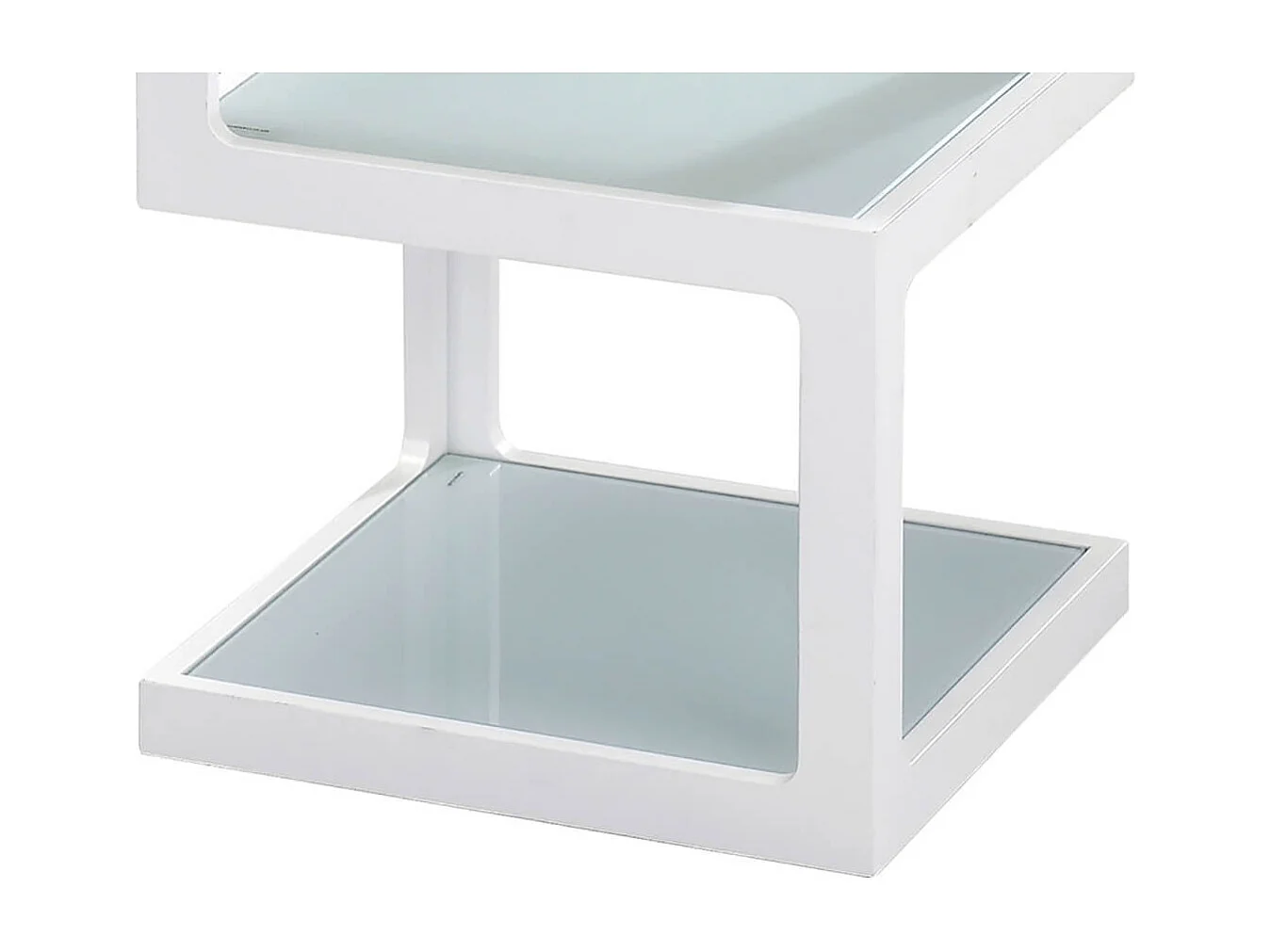 CUBIKA - Chevet Blanc 3 Niveaux Plateaux en Verre