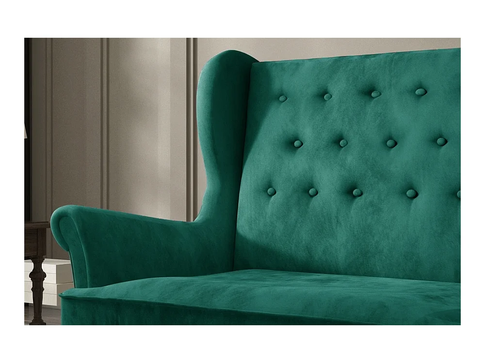 Canapé 2 places en tissu velours de catégorie Luxe, vert - ARNAUD