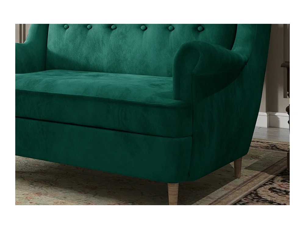 Canapé 2 places en tissu velours de catégorie Luxe, vert - ARNAUD