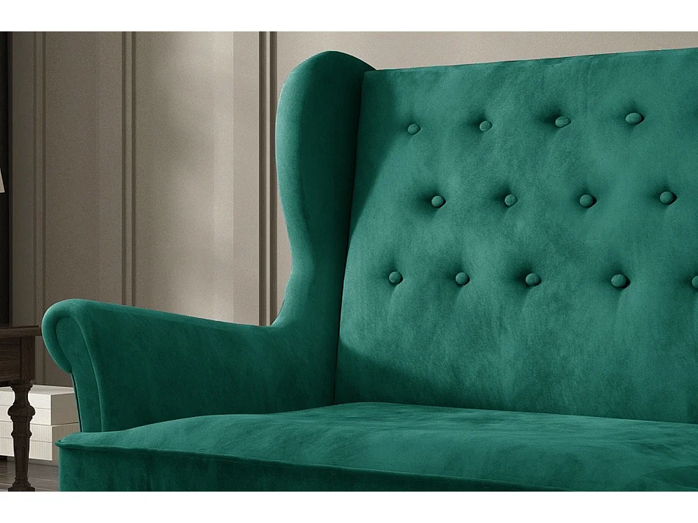 Canapé 2 places en tissu velours de catégorie Luxe, vert - ARNAUD