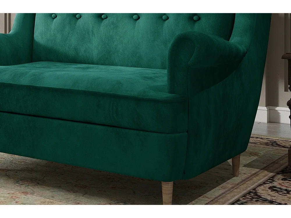 Canapé 2 places en tissu velours de catégorie Luxe, vert - ARNAUD