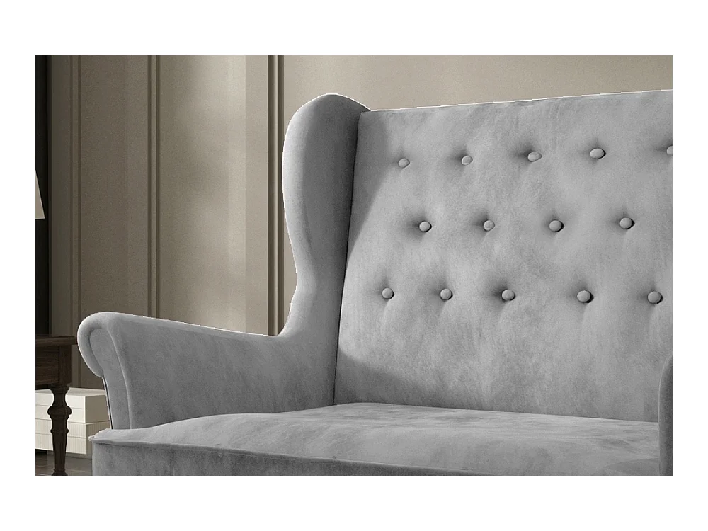 Canapé 2 places en tissu velours de catégorie Luxe, Gris - ARNAUD