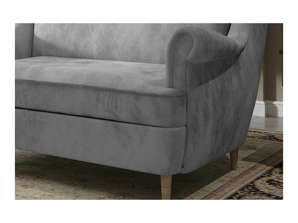 Canapé 2 places en tissu velours de catégorie Luxe, Gris - ARNAUD