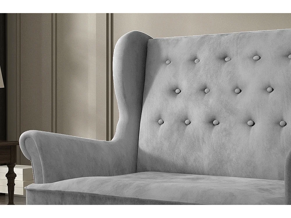 Canapé 2 places en tissu velours de catégorie Luxe, Gris - ARNAUD