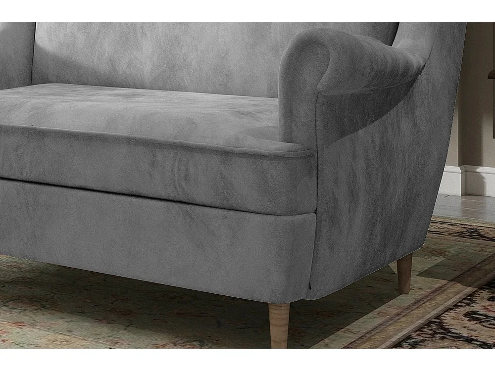 Canapé 2 places en tissu velours de catégorie Luxe, Gris - ARNAUD