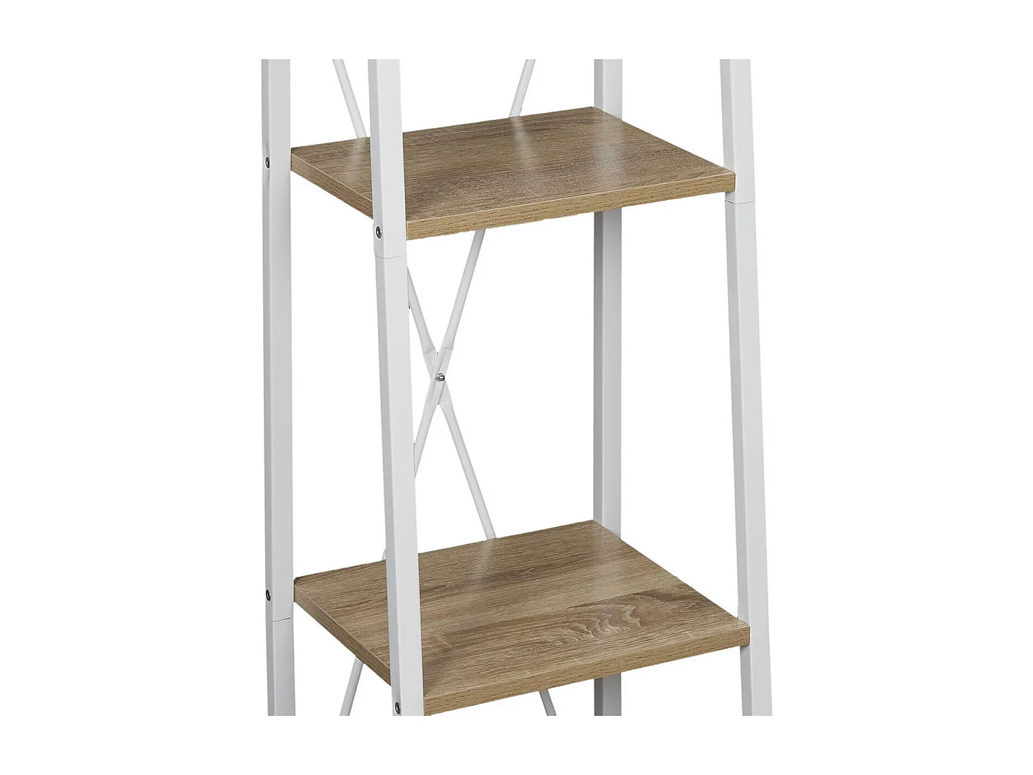 LIETA - Etagère Colonne à 4 Niveaux Bois et Métal Blanc