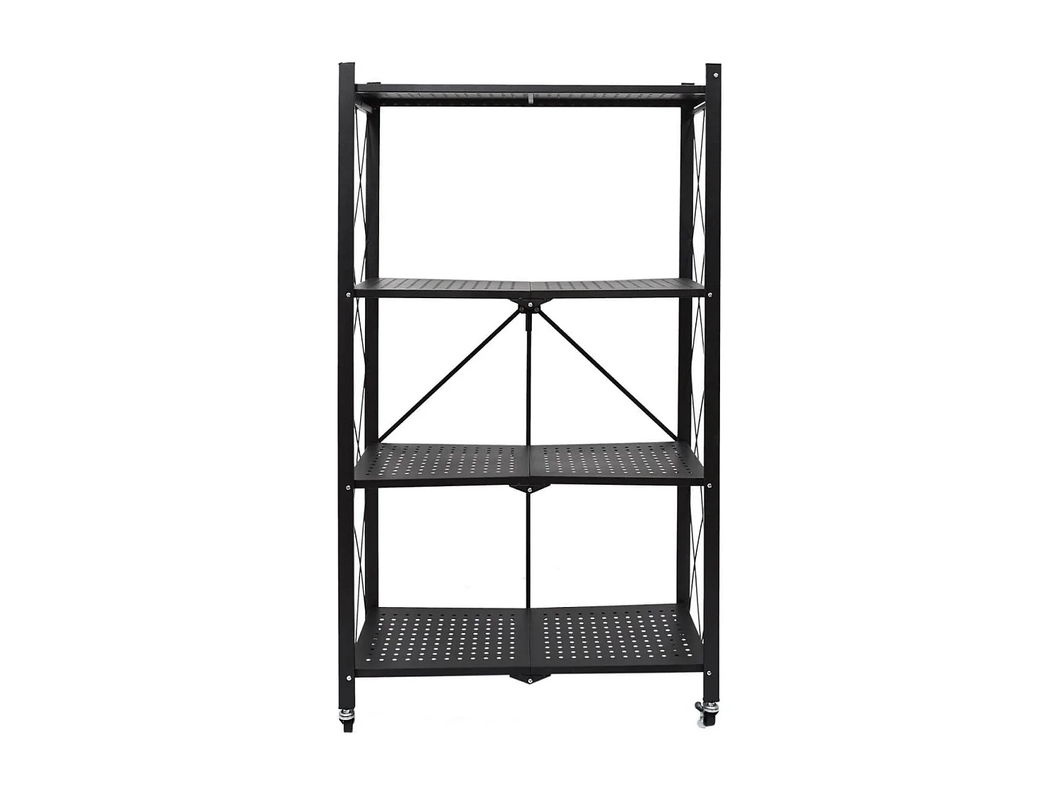 PLISS - Etagère Métallique Noire Pliable 4 Niveaux