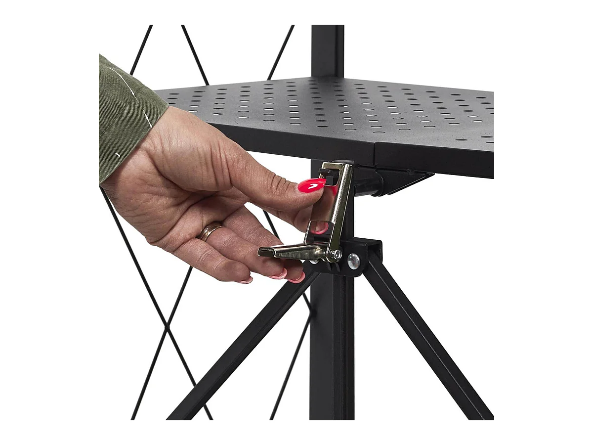 PLISS - Etagère Métallique Noire Pliable 4 Niveaux