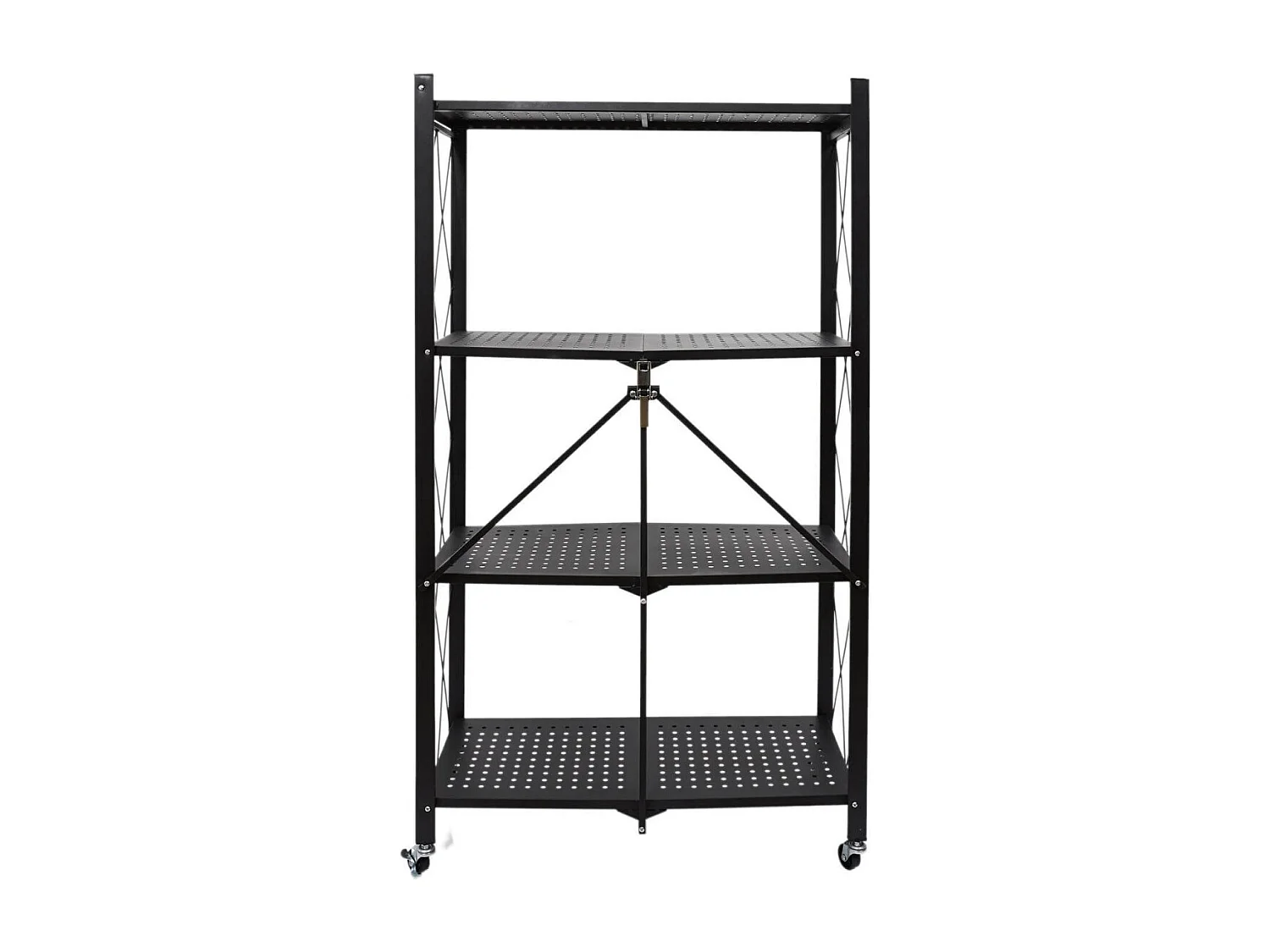 PLISS - Etagère Métallique Noire Pliable 4 Niveaux