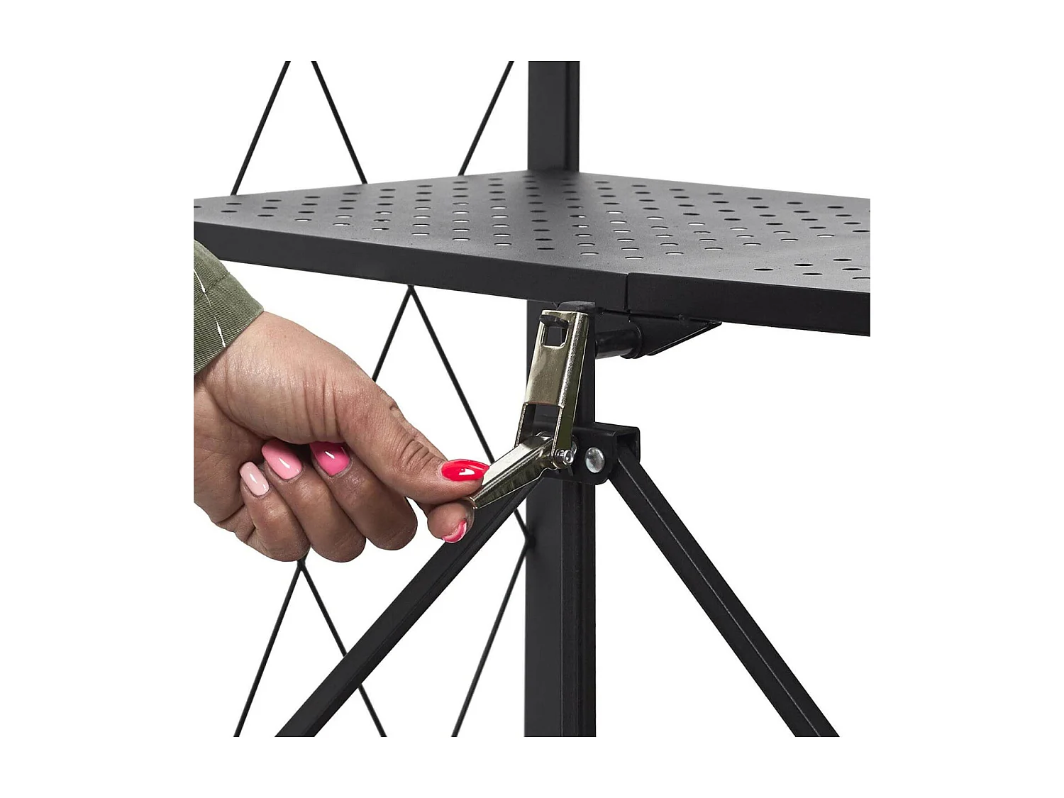 PLISS - Etagère Métallique Noire Pliable 4 Niveaux