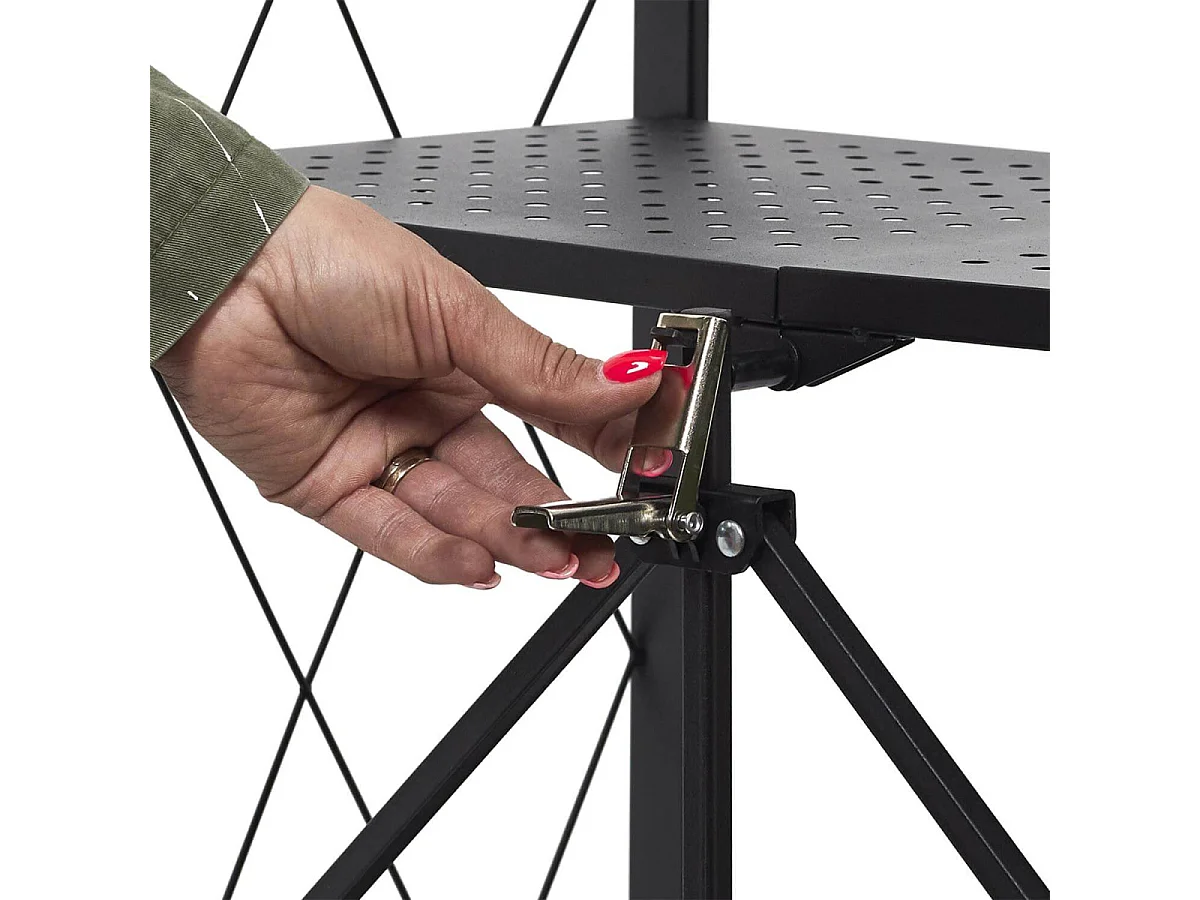 PLISS - Etagère Métallique Noire Pliable 4 Niveaux