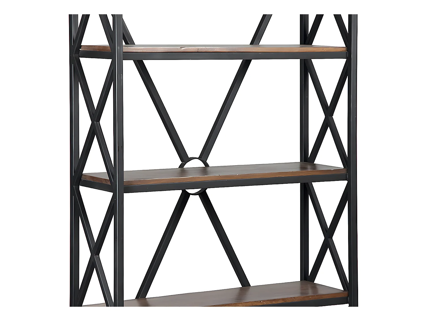 BOSQUE - Etagère 5 Niveaux Plateau en Bois Massif et Structure en Acier