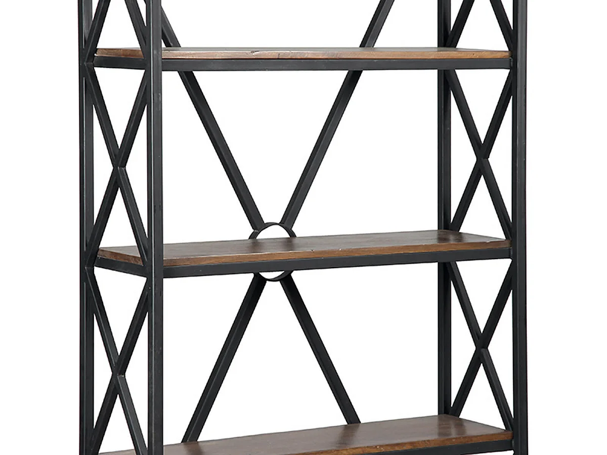 BOSQUE - Etagère 5 Niveaux Plateau en Bois Massif et Structure en Acier