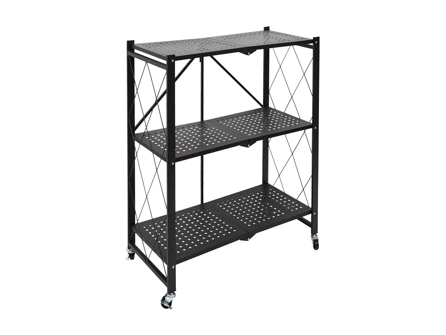 PLISS - Etagère Métallique Noire Pliable 3 Niveaux