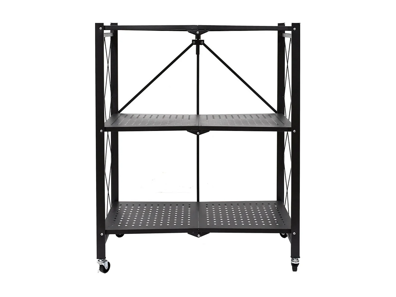 PLISS - Etagère Métallique Noire Pliable 3 Niveaux