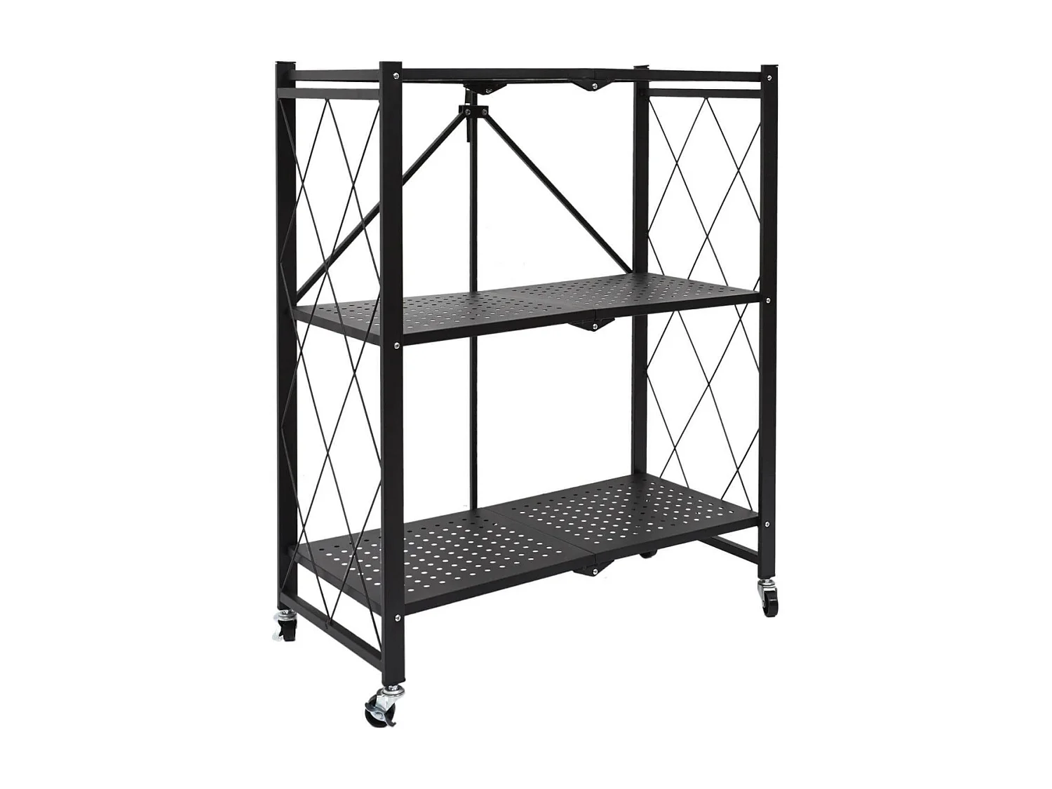 PLISS - Etagère Métallique Noire Pliable 3 Niveaux