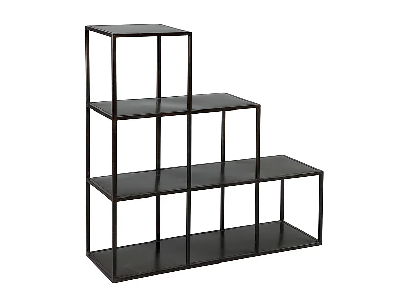 RUBEN - Etagère de Rangement en Acier Noir Vieilli