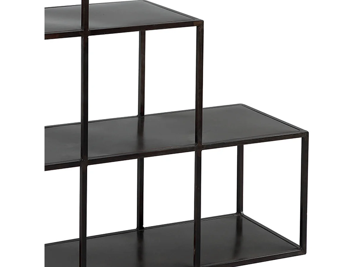 RUBEN - Etagère de Rangement en Acier Noir Vieilli