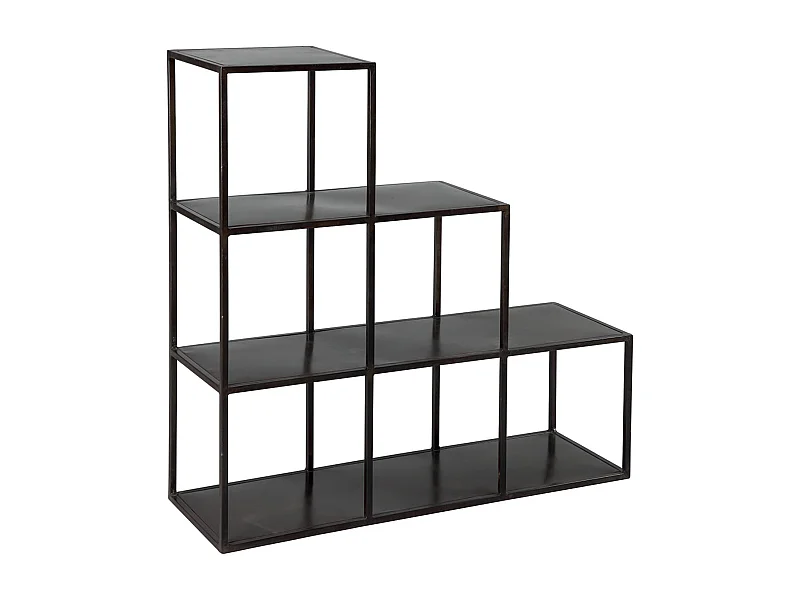 RUBEN - Etagère de Rangement en Acier Noir Vieilli