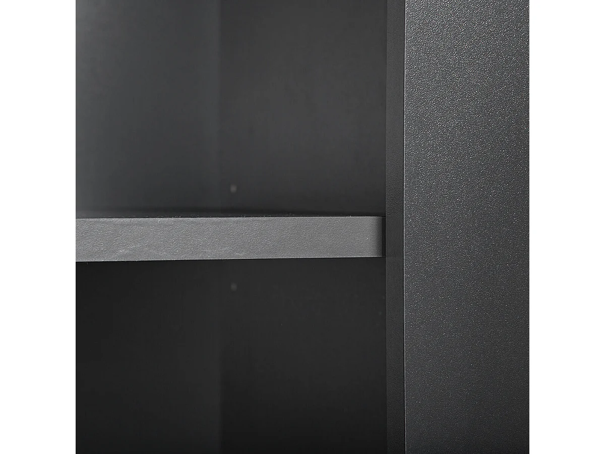 OCTOBER - Etagère 3 Niches 3 Tiroirs Gris et Effet Bois