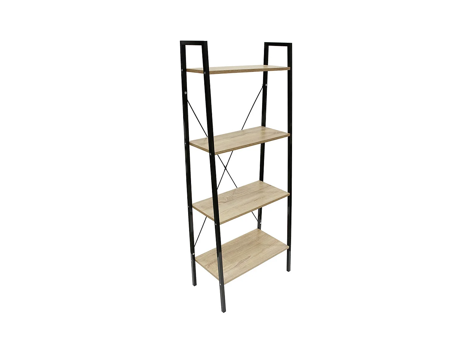 DARA - Etagère 4 Plateaux Métal et Aspect Bois