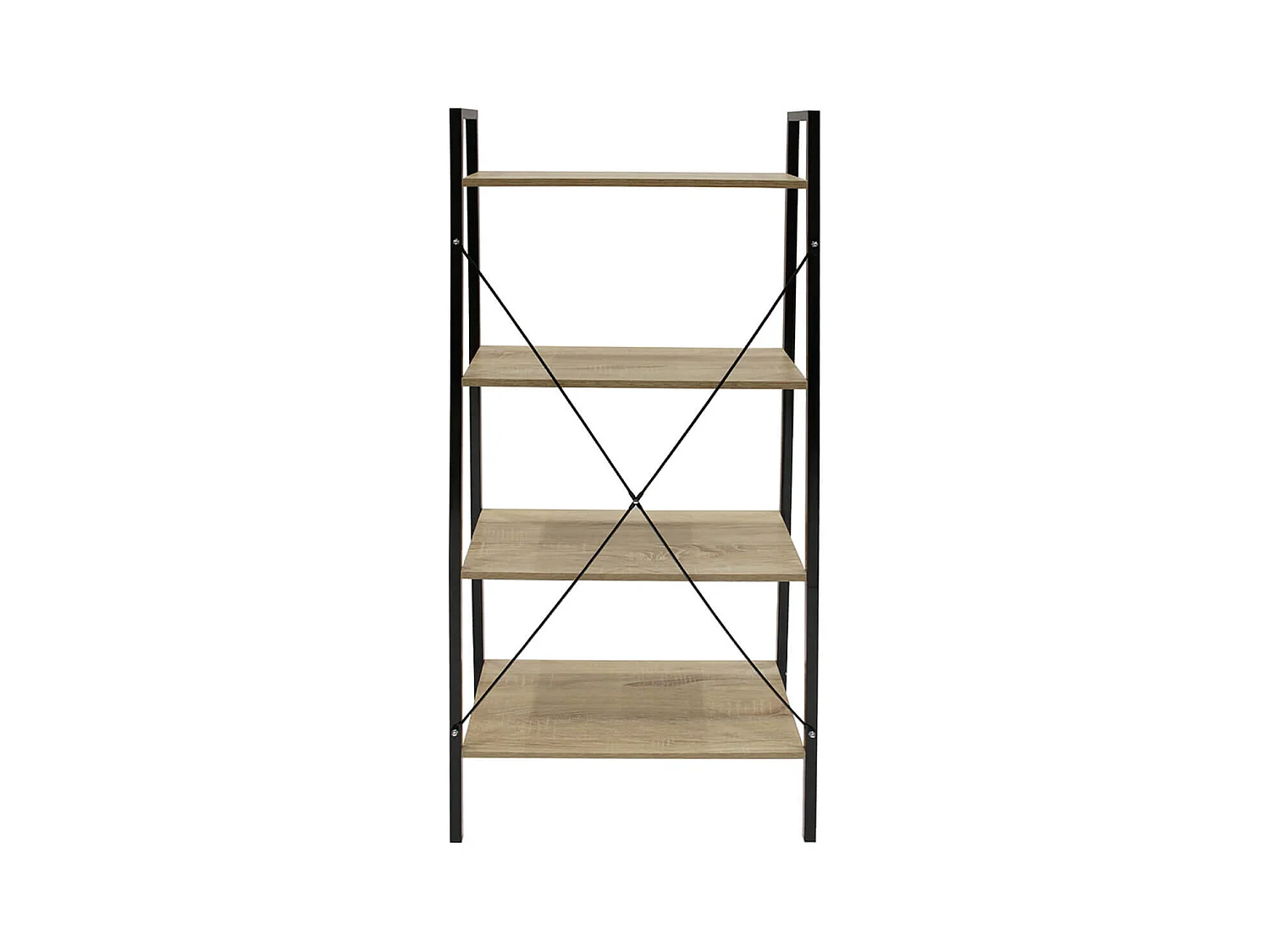 DARA - Etagère 4 Plateaux Métal et Aspect Bois