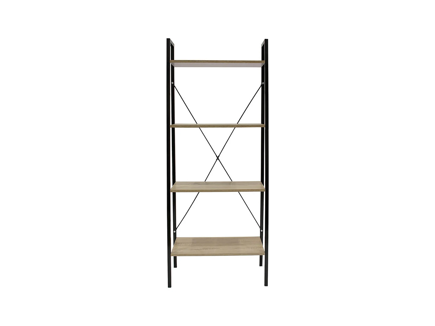 DARA - Etagère 4 Plateaux Métal et Aspect Bois