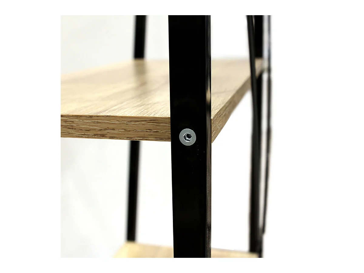 DARA - Etagère 4 Plateaux Métal et Aspect Bois