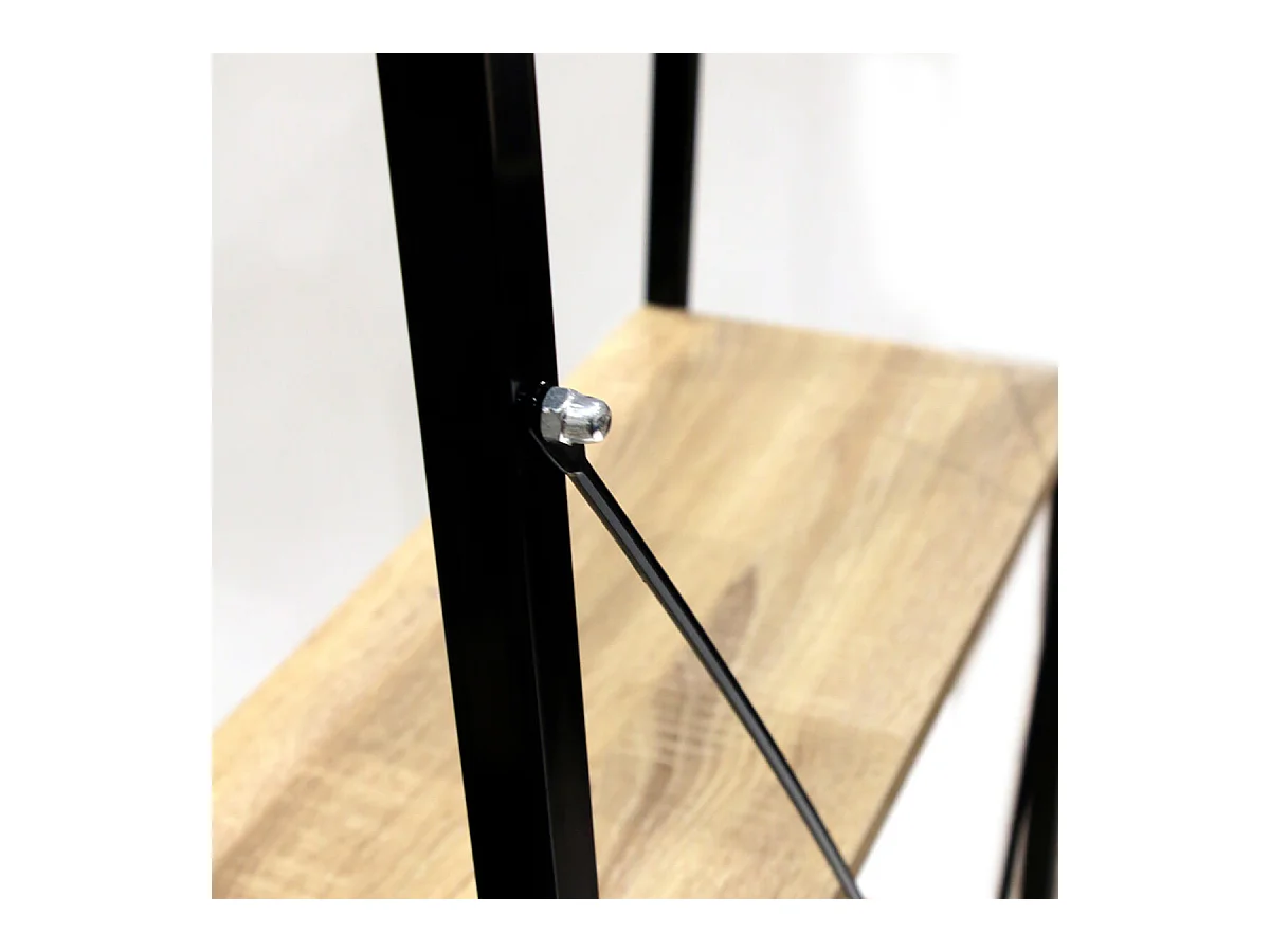 DARA - Etagère 4 Plateaux Métal et Aspect Bois