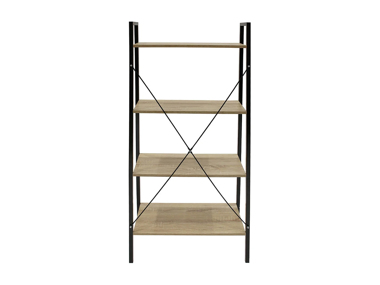 DARA - Etagère 4 Plateaux Métal et Aspect Bois