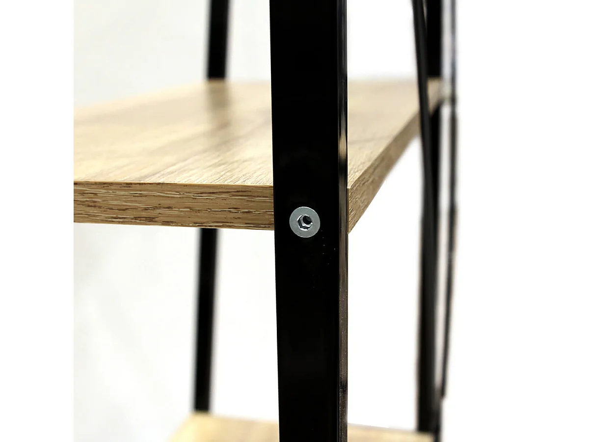 DARA - Etagère 4 Plateaux Métal et Aspect Bois